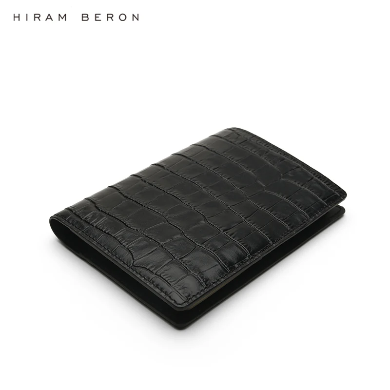 Hiram Beron Customizaed Leather Passport Case Italian Leather Crocodile Pattern Luxury Gift for Men Premium