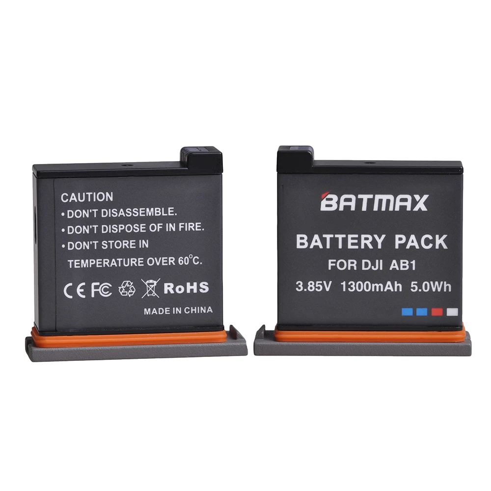 2Pcs 3.85V 1300mAh AB1 Battery + Triple USB Charger with Type C Port  for DJI Osmo Action Sports Camera AB1 Battery