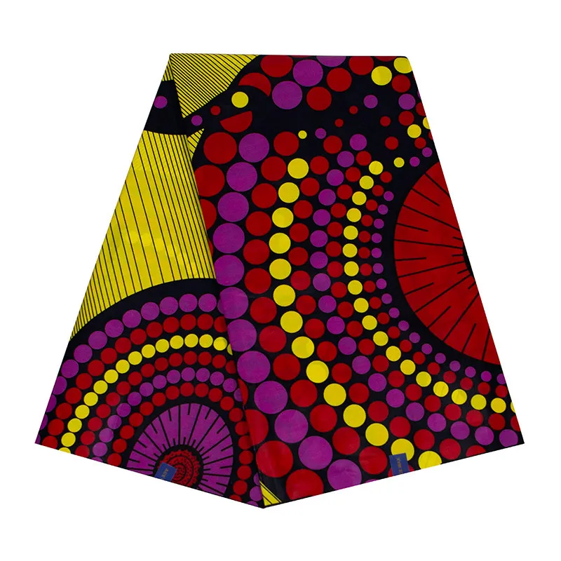 Tela de cera 2019 algodón para vestido de fiesta, estampado redondo colorido, africano, nigeriano, Ankara, auténtica garantizada, 6 yardas, 100%