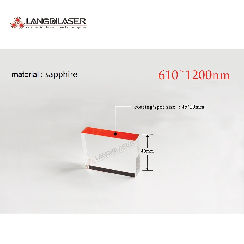 

size : 45*10*40 / spot size : 45*10mm / sapphire laser filters / wavelength : 610~1200nm / safir ipl filtresi 640~1200nm ,