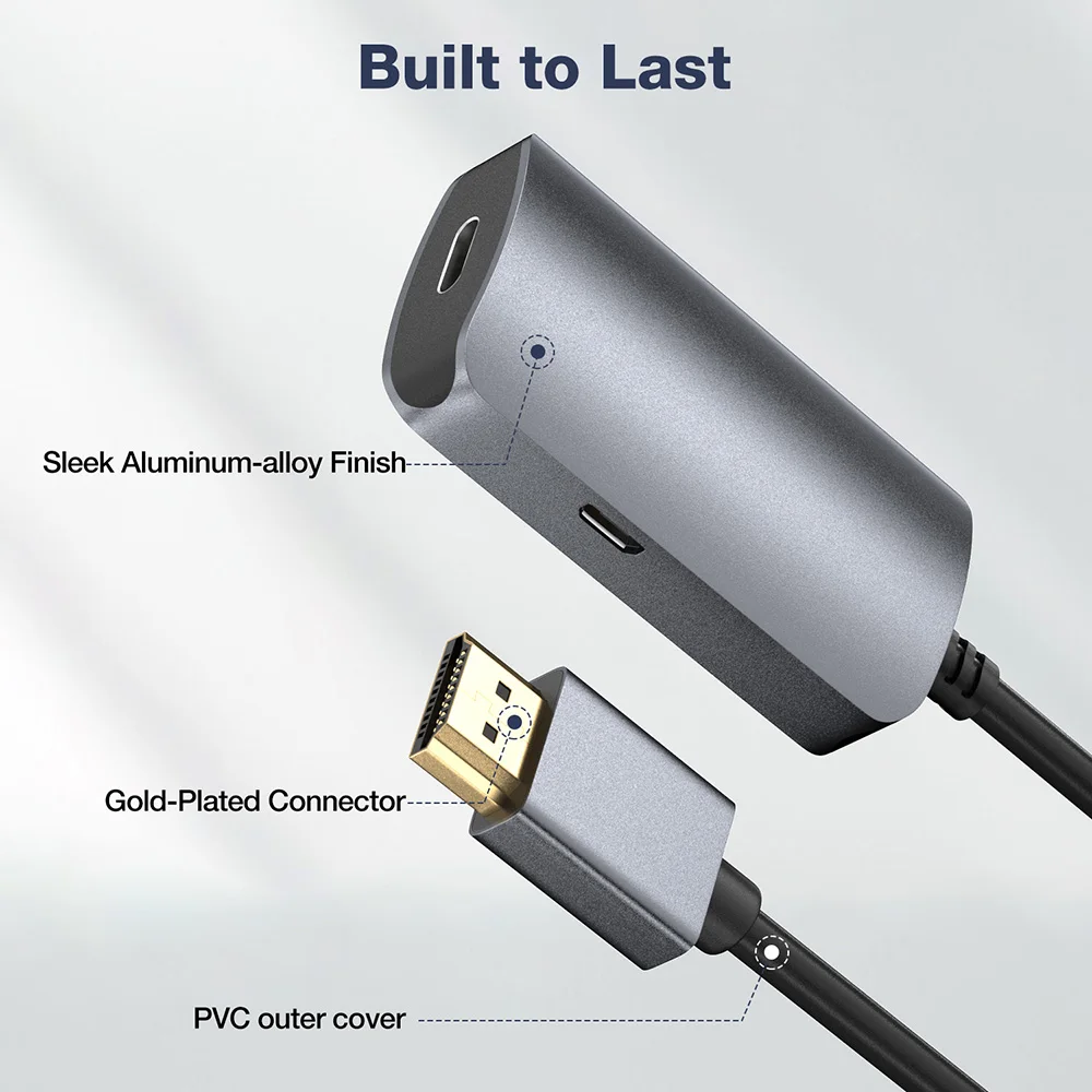 محول HDMI إلى USB C 4K@60 هرتز مدخل HDMI إلى مخرج USB C لأجهزة الكمبيوتر المحمول، ROG Ally، PS4/5، نظارات Xbox إلى AR، نظارات XR، VITURE Pro، إلخ