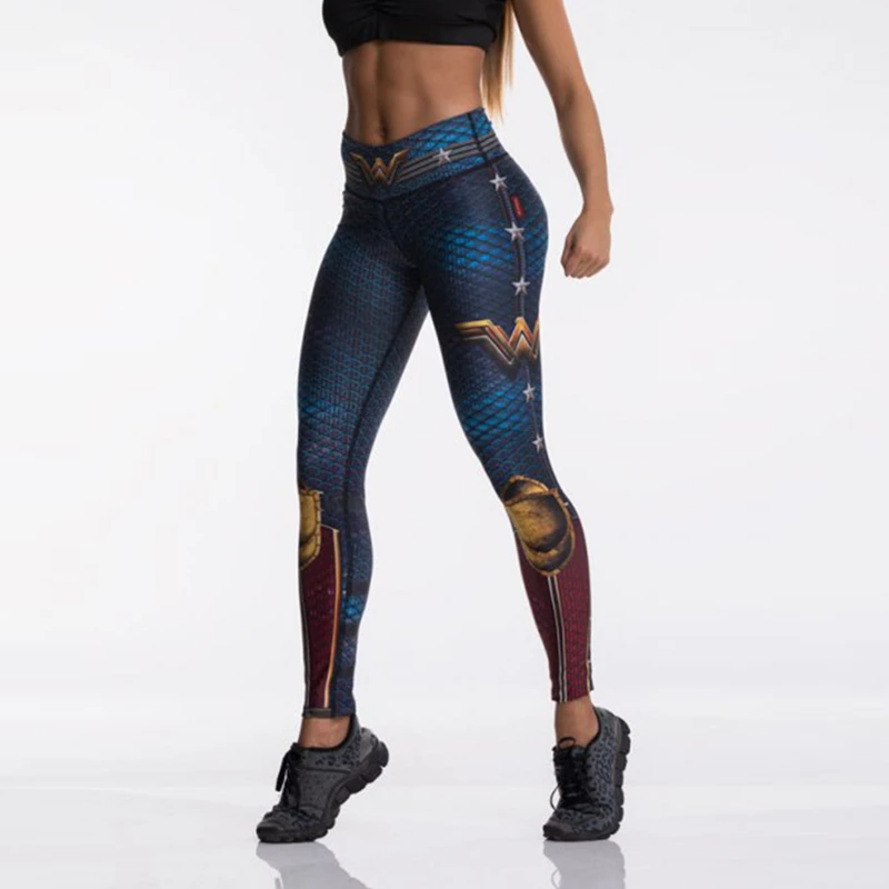 Women Sport Leggings 3D Print Elastic High Waist Yoga Pant Superhero Leggins Gym Fitness Running Tights Trouser Sportwear Female