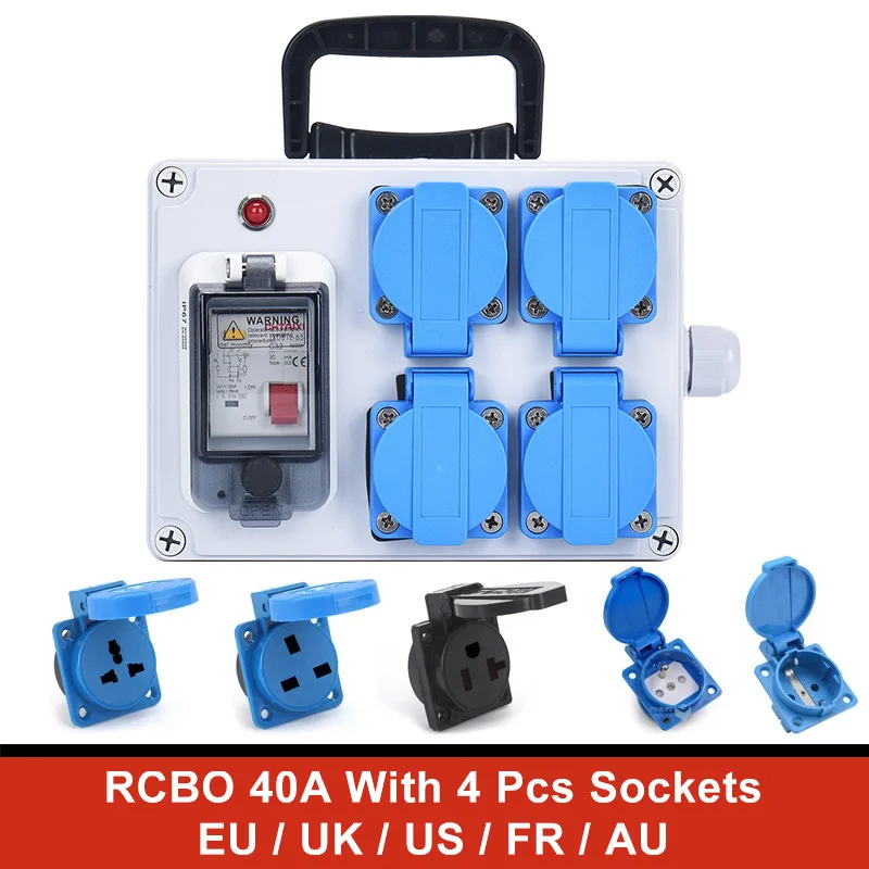 UK US EU FR IT Outdoors Sockets  Junction Box with Switch MCB RCBO 110V 220V 16A Home Wall Mounted Waterproof Distribution Case