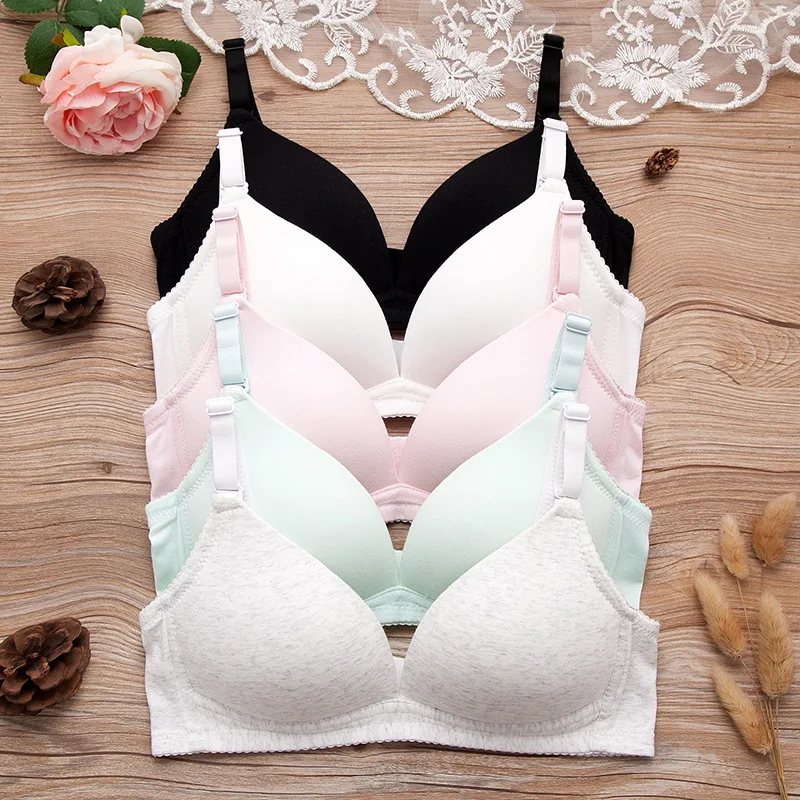 1pc Teen Girls Underwear Soft Padded Cotton Soild Bra for Young Girls for Yoga Sports Running Small Training Bra 12-16years