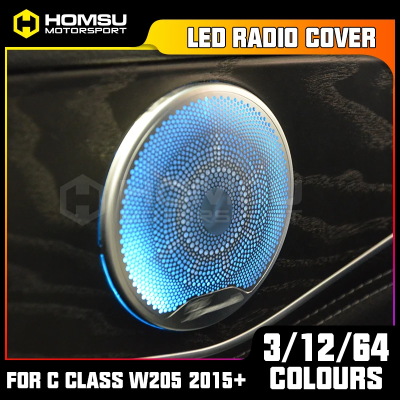 Car Audio Speaker Cover Door Loudspeaker Cover for 2015-2018 C Class W205 C200 C300 C250 with ambient lighting LED