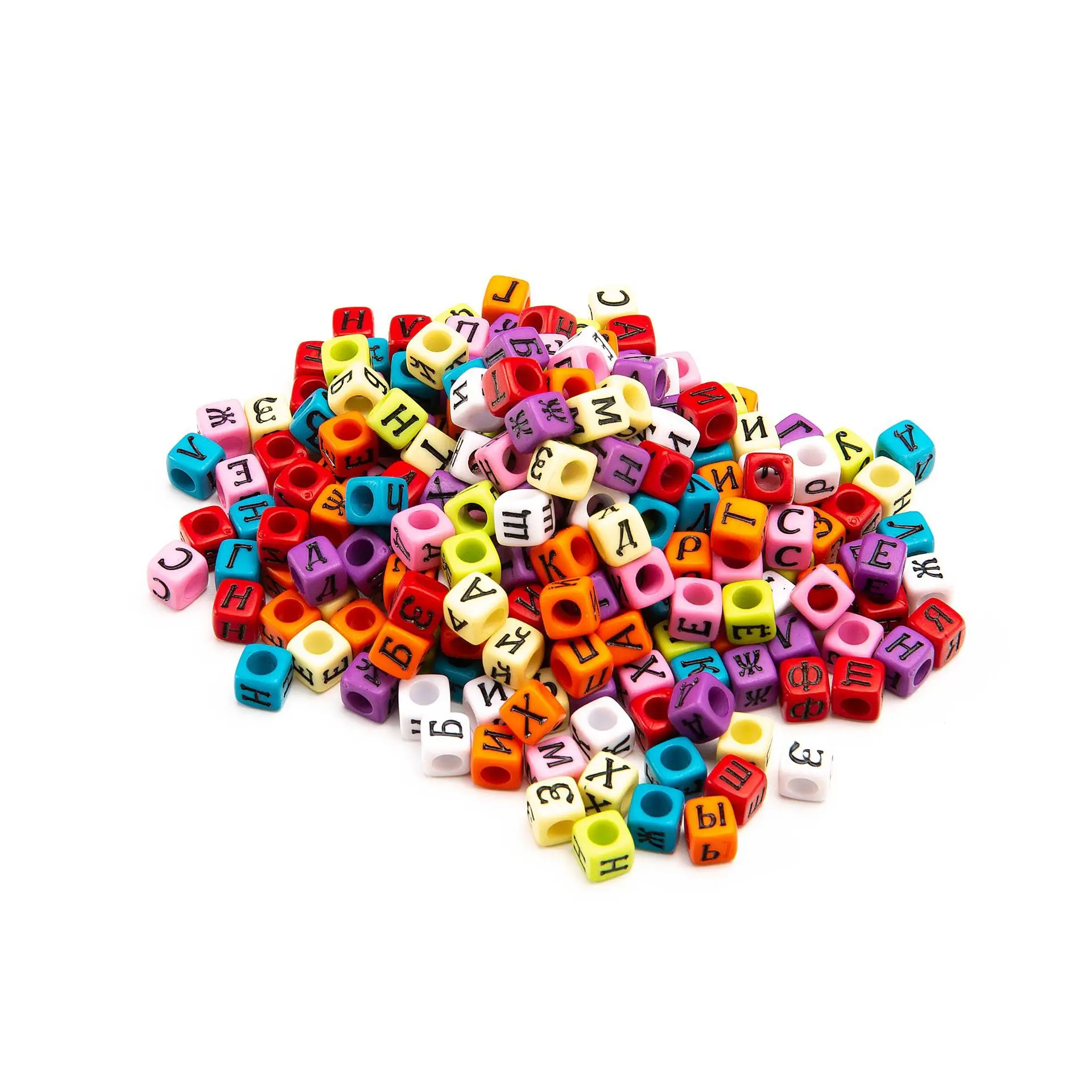 

Mix Solid Colors Acrylic Russian Letter Beads 6*6mm Big Hole Square Plastic Alphabet Jewelry Bracelet Spacer Beading 3000pcs