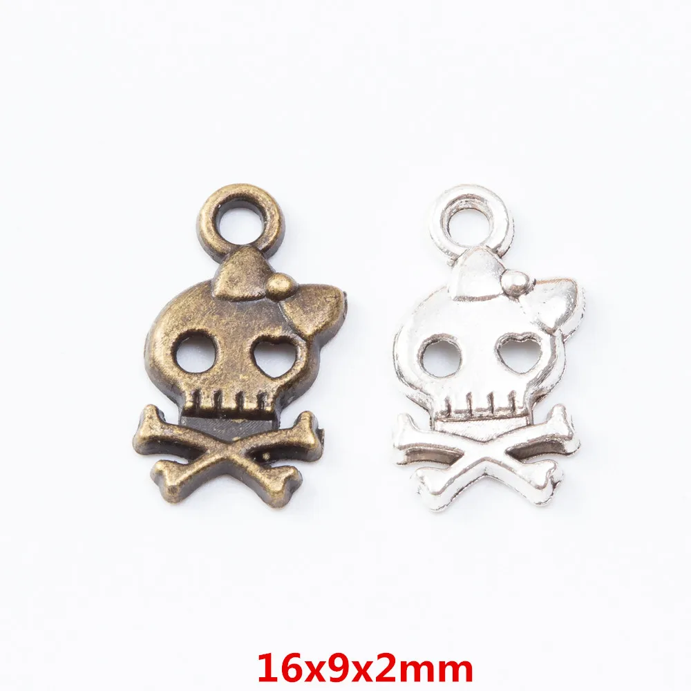 

110 pieces of retro metal zinc alloy Skull pendant for DIY handmade jewelry necklace making 7165