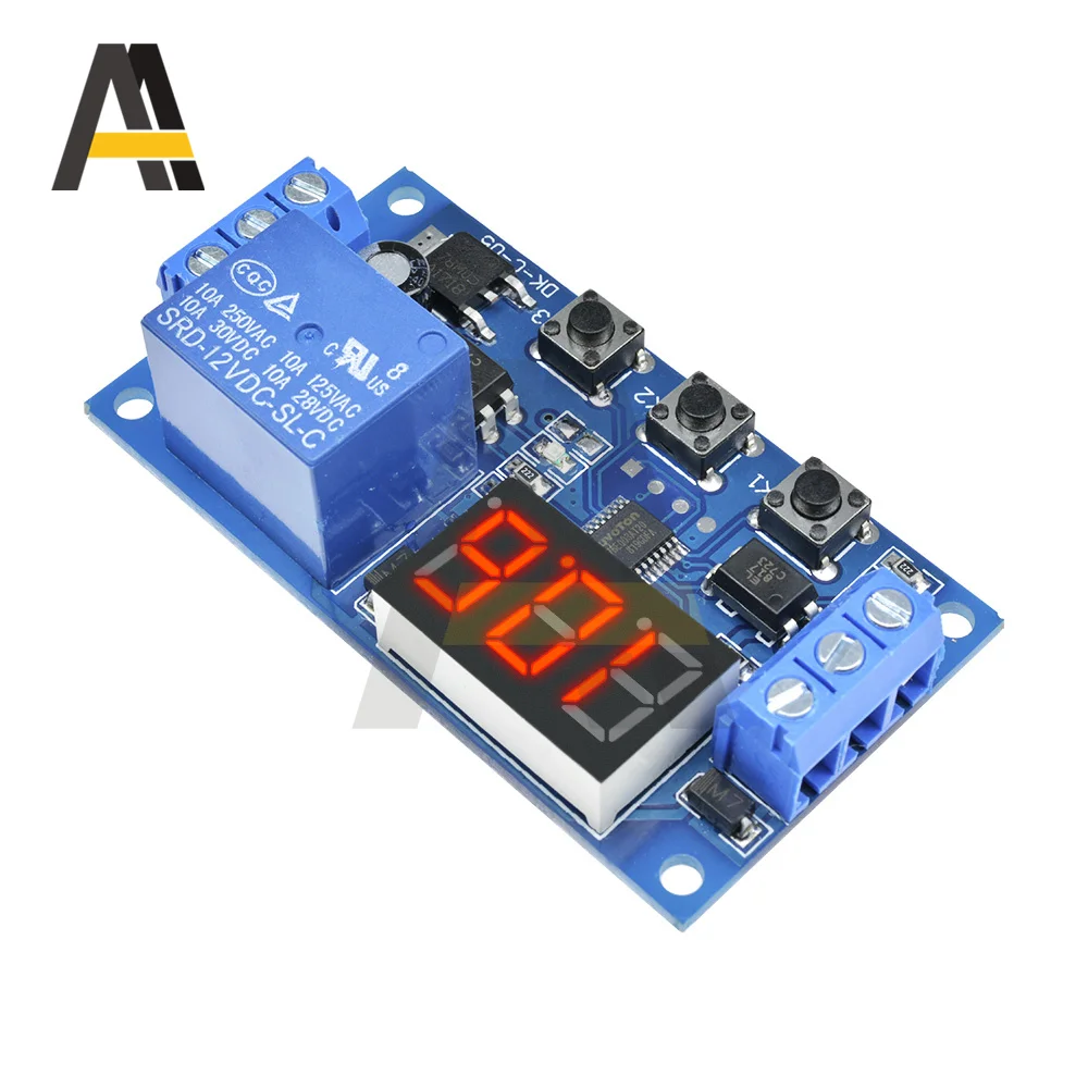 DC 12V Digital Time Delay Relay 3 LED Digits Trigger Cycle Timer Delay Switch Circuit Board Adjustable Timing Control Module