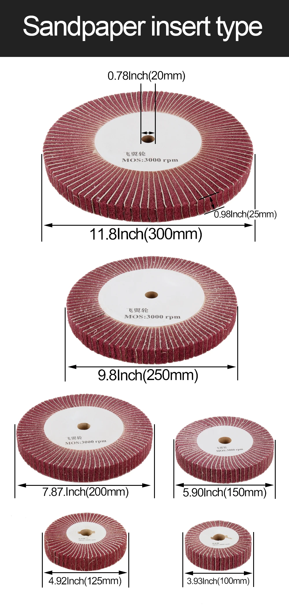 1Pc Nicht-woven Scheuer Pad 4 "/5"/6 "/8"/10 "/12" schleifen Rad Klappe Mopp Polieren Rad Nylon Faser Disc 20mm Bohrung 1 "dicke – Detail 3