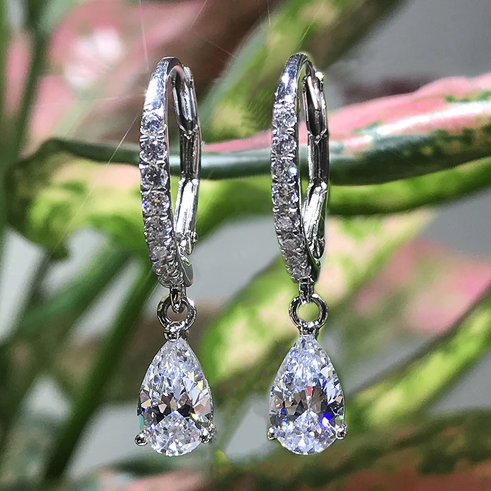 Huitan Delicate Pear CZ Drop Earrings Women Crystal Wysokiej jakości wszechstronny miły prezent Miłość Biżuteria modowa Codzienne kolczyki imprezowe — zdjęcie 4