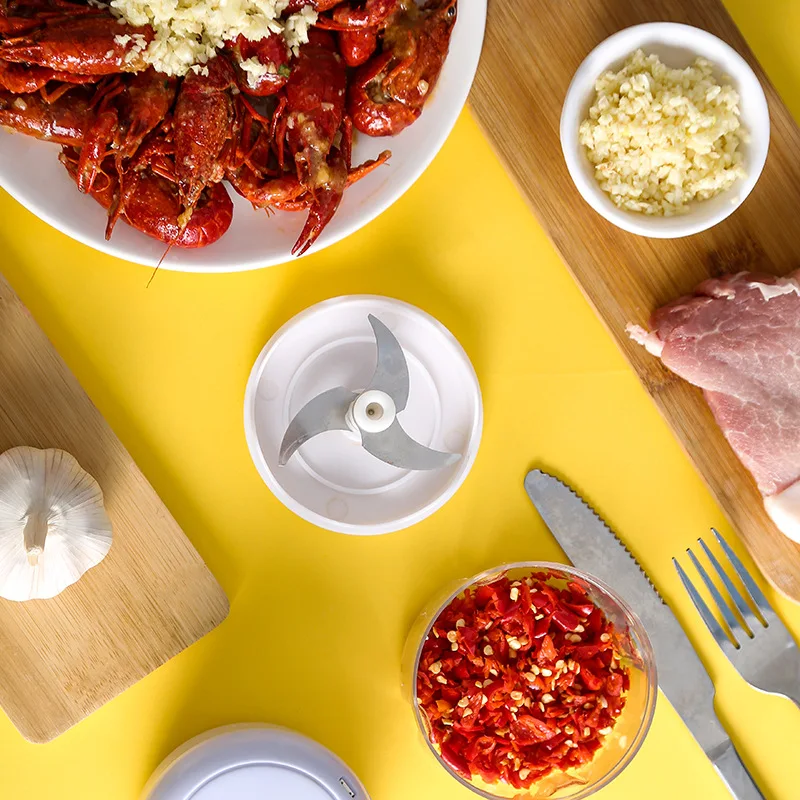 ไฟฟ้าเครื่องผสมอาหารห้องครัวกระเทียมสับเนื้อกระเทียมเครื่องบดกดผัก Chili Chopper กด Home USB Mini Masher เครื่อง