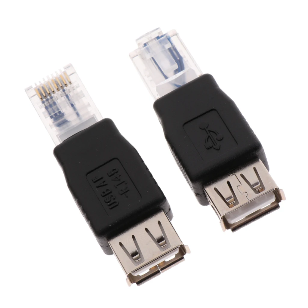 2 Buah USB Female Plug Ke Ethernet LAN Male Network Adapter Connector