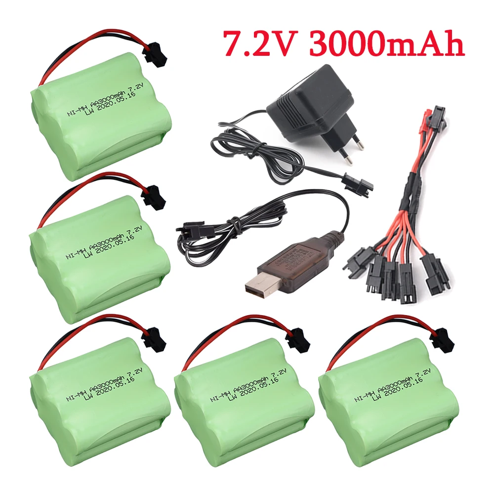 7.2v 3000mah AA NI-MH rechargeable battery For Remote control toys boats RC car RC trucks RC Tanks 7.2 V 3000 mah nimh battery