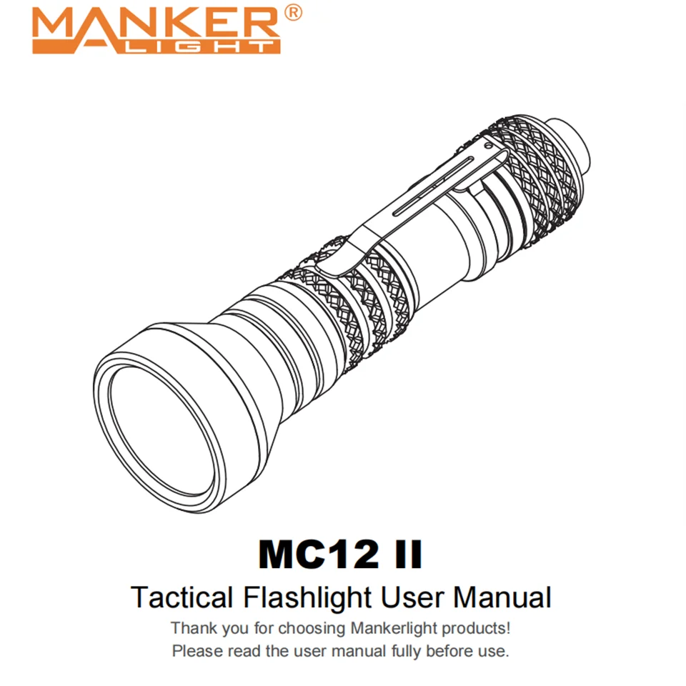 Manker MC12 600 Meter Long Range EDC Spot Flashlight Portable Power LED Torch Lantern with Type C USB Rechargeable 18650 Battery