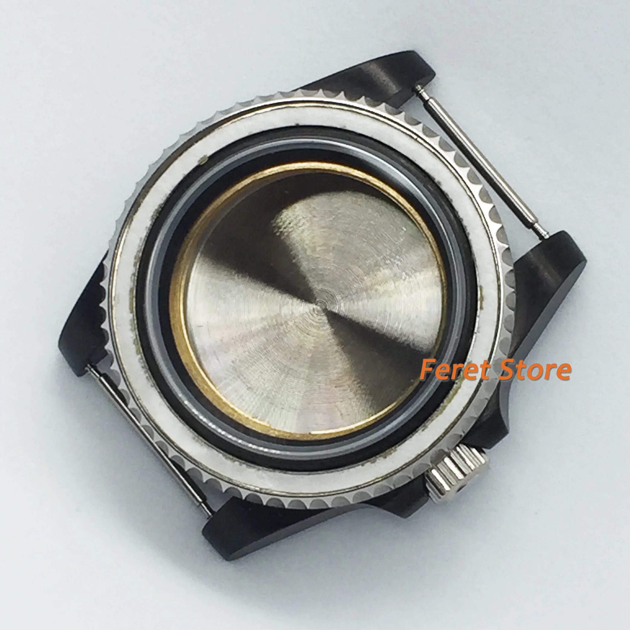 

40mm black PVD stainless steel mens watch case sapphire glass fit ETA 2836 miyota 8215/8205/821A Mingzhu DG2813/ 3804 movement