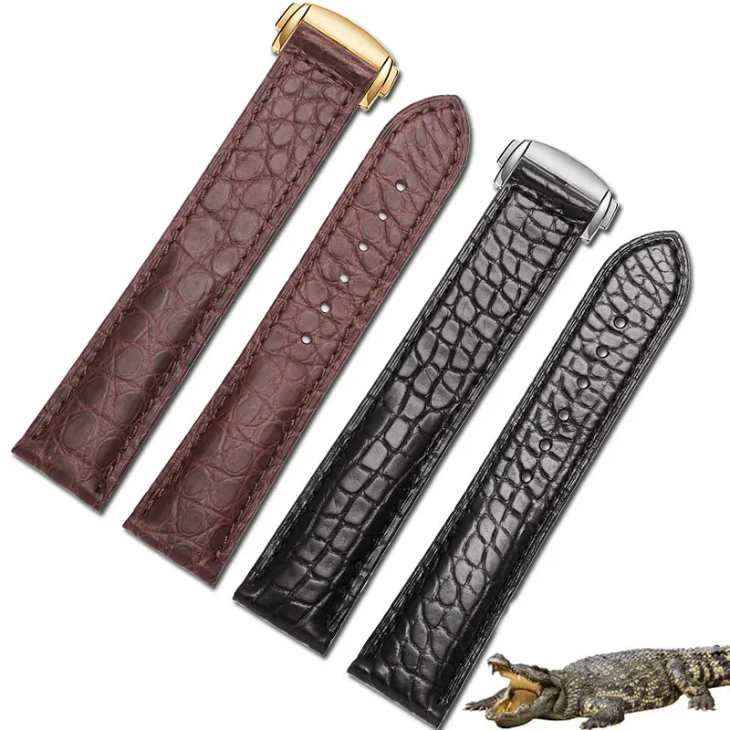 18mm 19mm 20mm 22mm Crocodile leather strap black and brown bracelet with folding buckle adaptation Omega Men and Women Watch