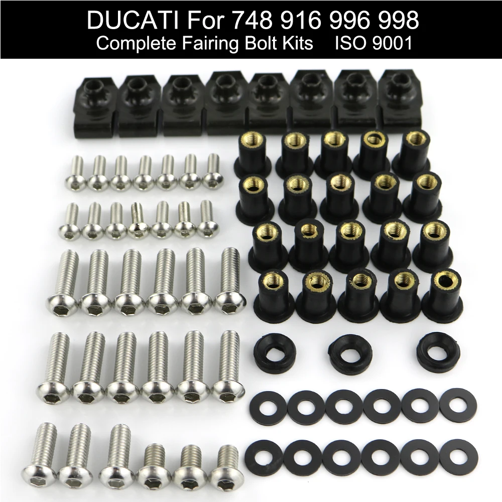 Fit For Ducati 748 916 996 998 Motorcycle Complete Full Sets Fairing Bolts Kits Fairing Clips Speed Nuts Screws Stainless Steel