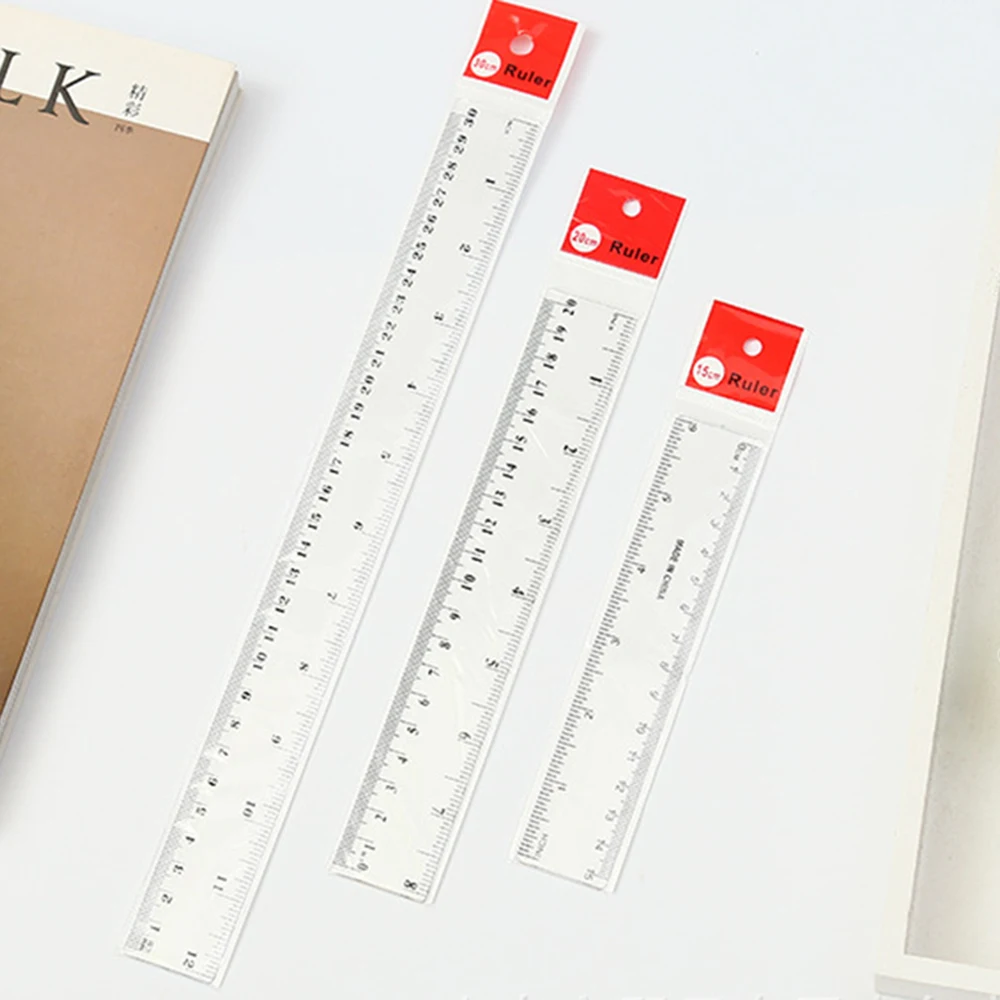 1PCS Plastic Ruler 15/20/30cm Standard/Metric Ruler Ruler Measuring Tool Student School Office Bilateral Printing School Supplie