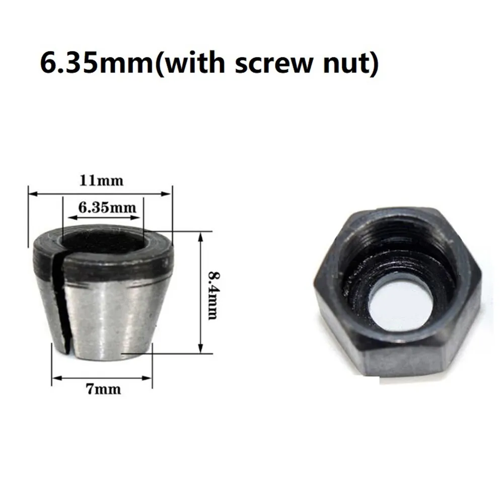 6mm/6,35mm/8mm Spann zangen futter adapter mit Mutter zum Gravieren von Trimm maschinen futter Zubehör für Fräser fräser