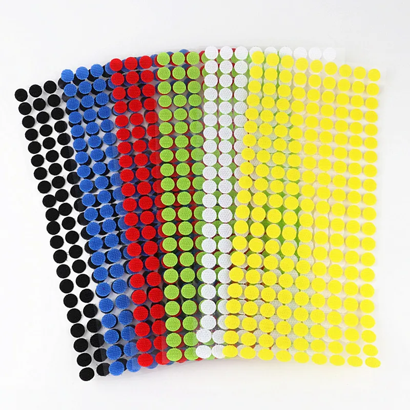 15mm Round Self Adhesive Tape Dots Stickers Colorfull Valcro Nylon Hook And Loop Klittenband Tape 100pairs