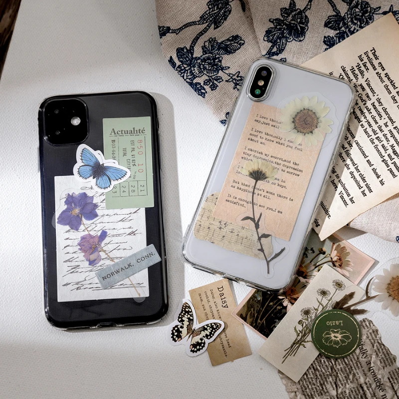 Journamm 15pcs Vintage Cards for Phone Deco Retro Stationery Supplies Plant Paper Junk Journal Label Scrapbooking Material image 4