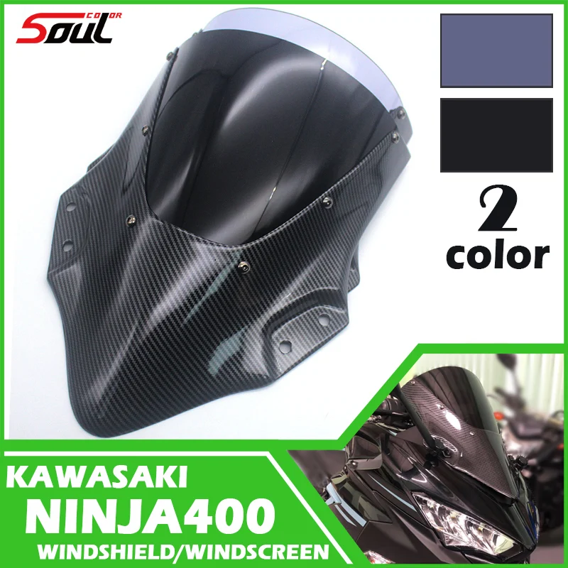 

Motorcycle Double Bubble Windshield WindScreen Visor Viser Deflector 18'-19' For Kawasaki NINJA 400 2018-2019 NINJA400 ninja-400