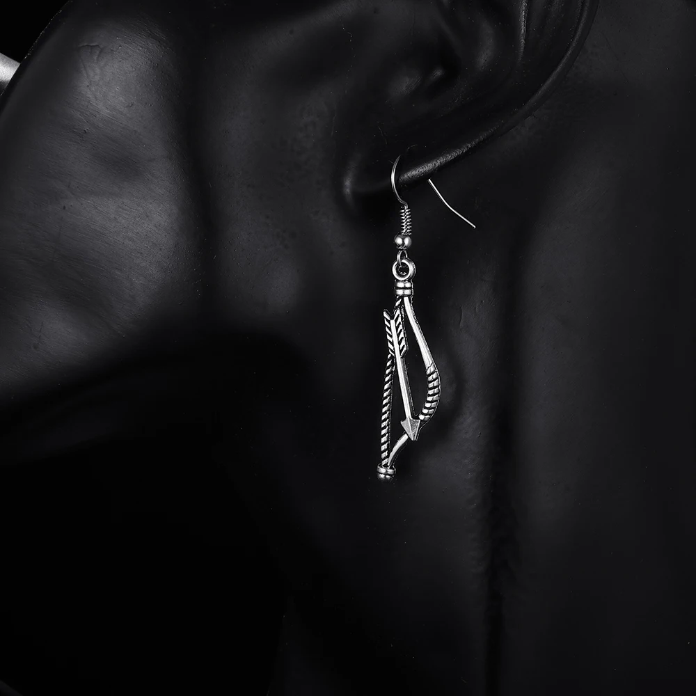 Trendy Vintage Bow Shape Antique Silver Plated Punk Hiphop Rock Style Retro Drop Earrings for Women Girl & Man Party Jewelry image 4