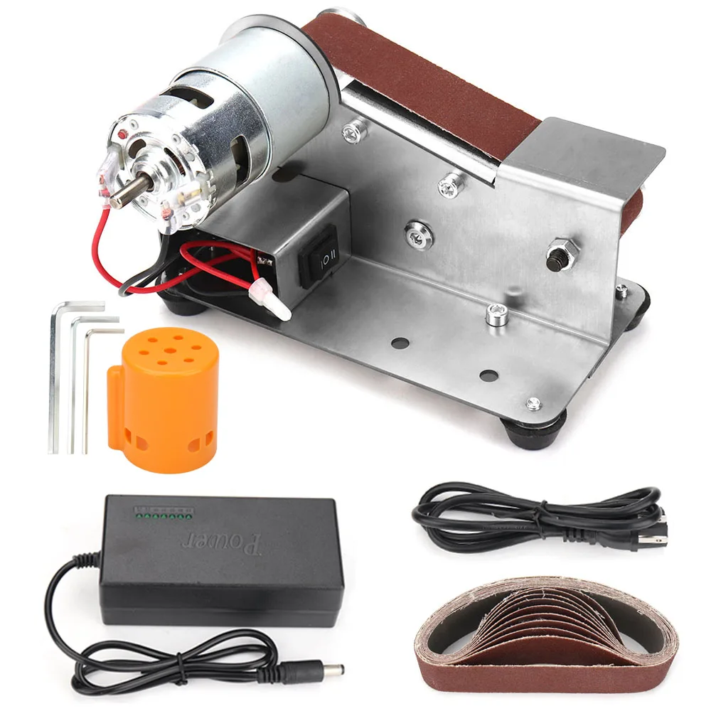 110V-220V Variabel Kecepatan Mini Listrik Sabuk Sander DIY Poles Mesin Penggiling Multifungsi Sudut Penggiling Tepi Rautan