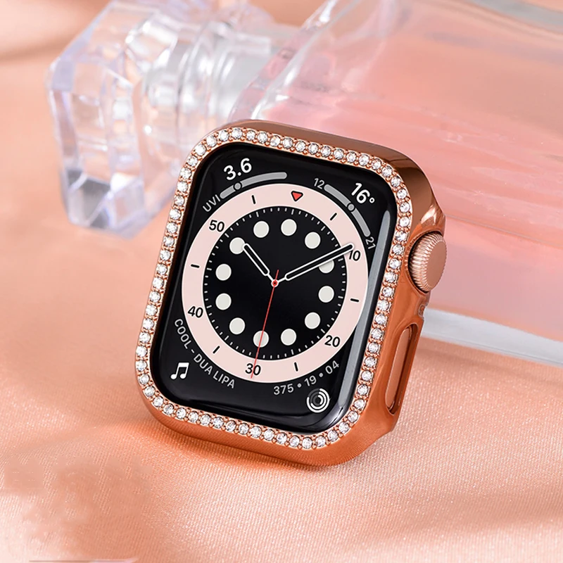 Bling Cover For Apple watch Case 45mm 41mm 44mm 40mm 42mm 38mm Accessories Diamond bumper Protector iWatch series 9 3 4 6 SE 7 8