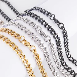 SAUVOO 5Meters/Roll Stainless Steel Cuba Thick Chains Polished 3/5/7mm Width For Necklace Women Men Jewelry Making Supplies