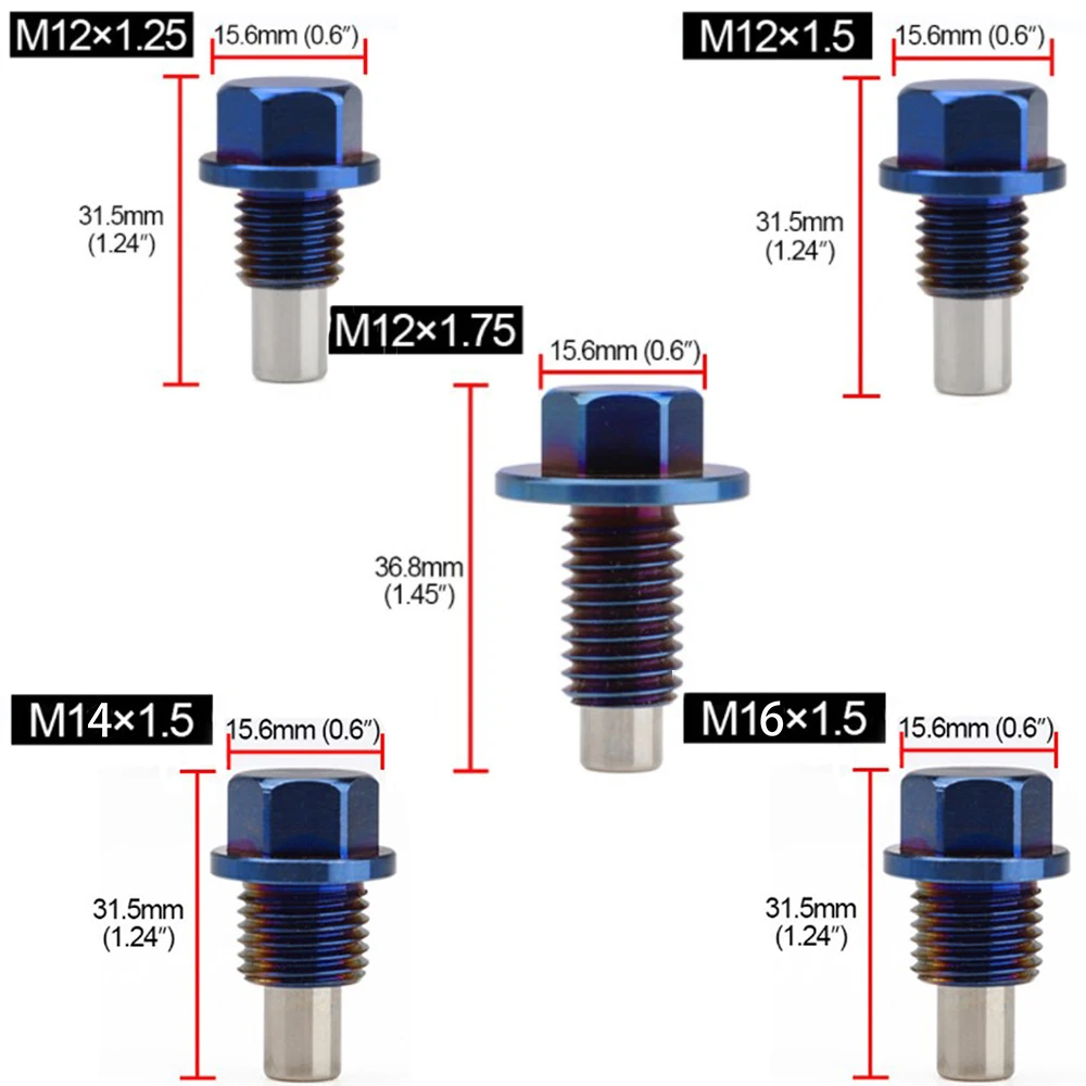 Bouchon de vidange d'huile magnétique, en alliage de titane M12 * 1.25/1.5/1.75 M14 * 1.5 M16 * 1.5