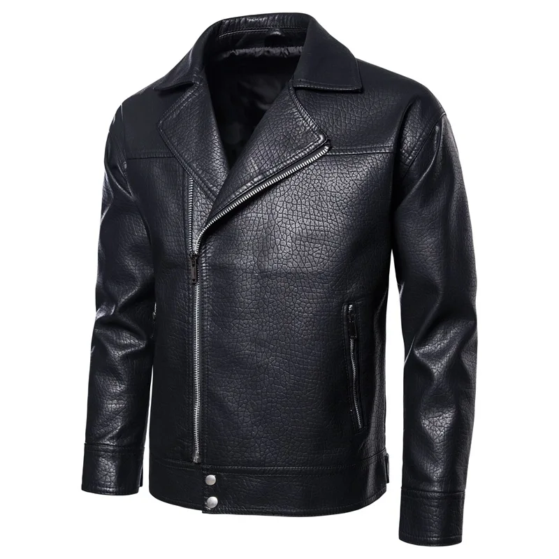 

New Hot Sale Motorcycle Biker Leather Jacket Men Zipper Design Punk Jacket Fashion Men Faux Leather Jacket High quality