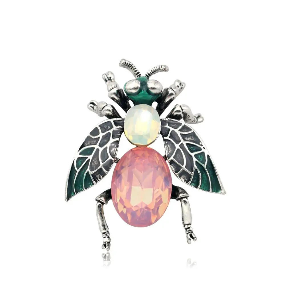 100pcs/lot Pink Rhinestone Custom Insect Brooch For Women Cute Brooch Pins Dress Accessories Jewelry 2020 New Arrival