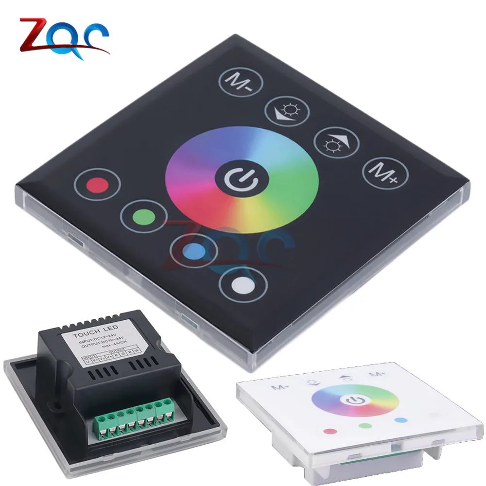 DC 12V-24V RGBW full color wall mounted Touch Panel Controller glass panel dimmer switch Controller for LED RGB Strips lamp