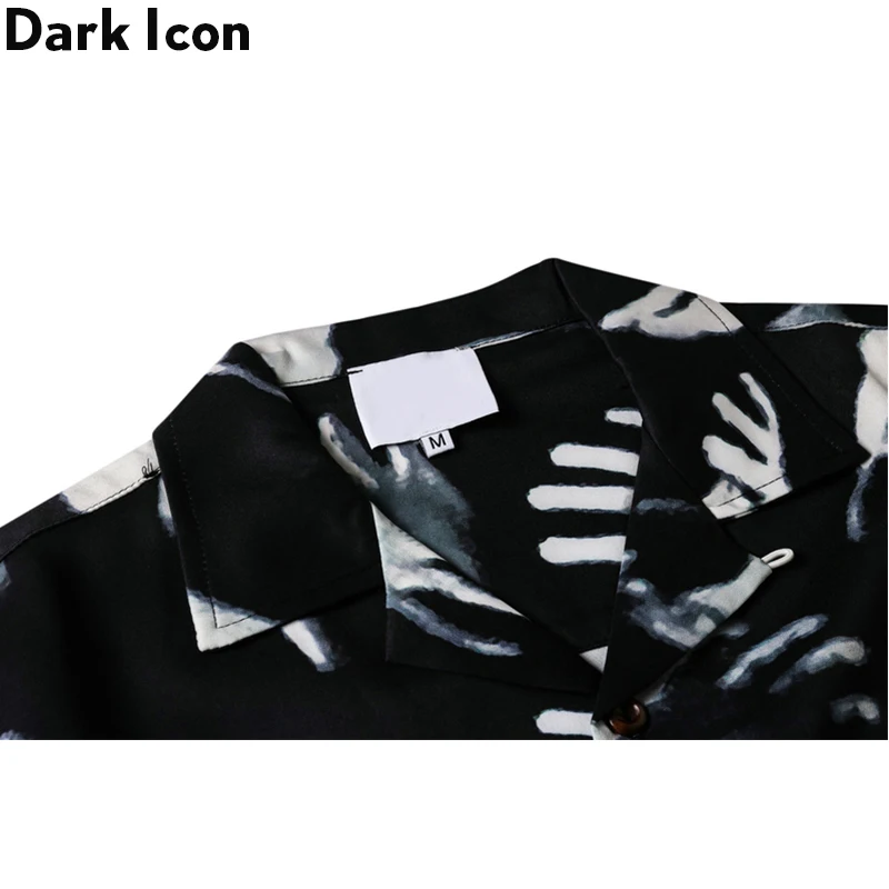 Dark Icon Printed Vintage Street Shirts for Men 2024 Summer Hawaiian Shirts Male Top