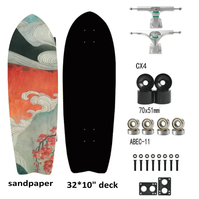 32in Land Surfing Skateboard CX4 Skateboard Bridge Big Fish Board Four-wheel Street Brushing Skateboard Professional Skateboard