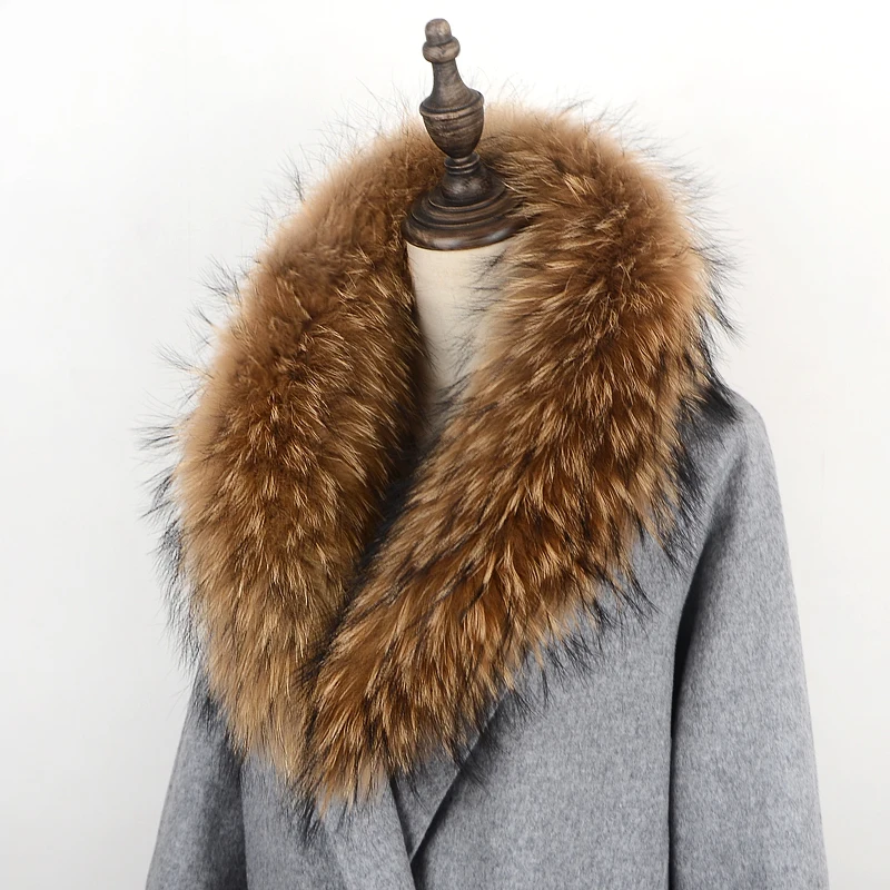 

100% Genuine Raccoon Fur Collar Scarf For Coat Detachable Natural Raccoon Fur Scarf For Women Real Fur Collar Neck Warmer