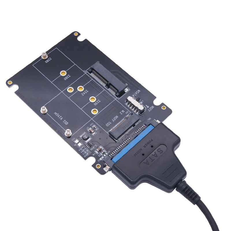 Adaptador SSD M.2 NGFF o MSATA a SATA 3,0, adaptador USB 3,0 a 2,5, disco duro SATA, convertidor 2 en 1, Cable de lector de tarjeta para PC y portátil
