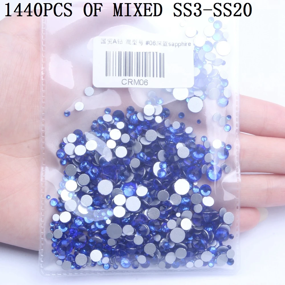 Sapphire Farbe Nicht Hotfix Kristall Strass Für 3D Nägel Kunst Dekoration SS3-SS34 Kleber Auf Strass nagel bohrer zubehör