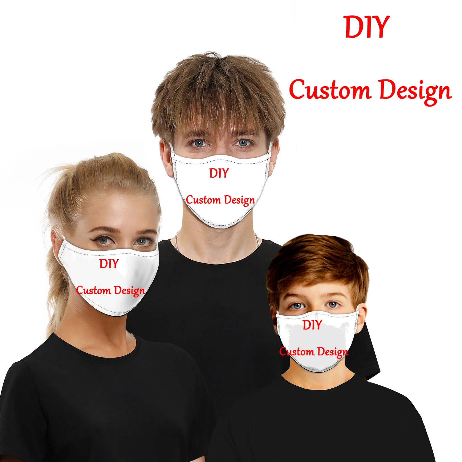Diy design personalizado máscara facial 3d impresso reutilizável à prova de vento máscaras à prova de poeira unisex adulto/criança máscaras transporte da gota