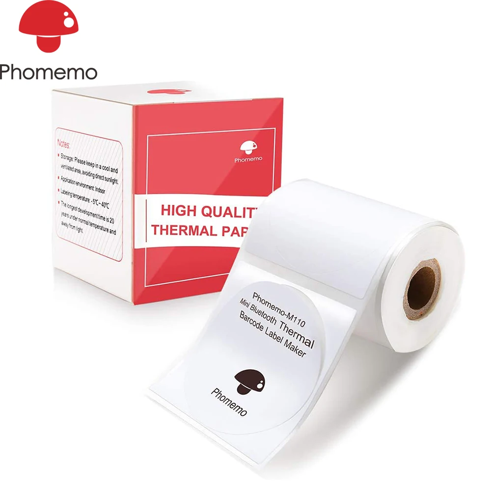 Phomemo Papel Autoadhesivo Thermal Labels for M110/M200 Labeler Printer Adhesive Papier Round Square Color Sticker Business Tag