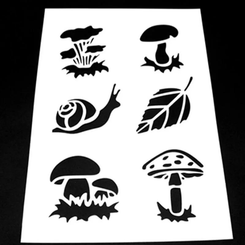 1pc Mushroom Stencils Painting Template DIY Coloring Embossing Accessories Scrapbooking Diary Stamp Decoration Reusable