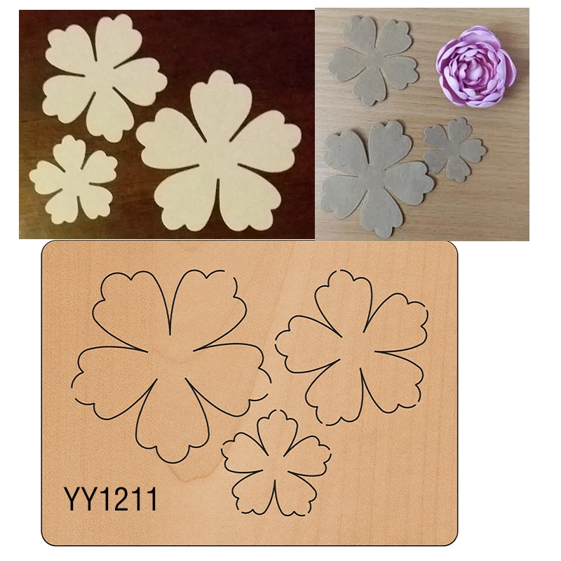 

3 piece set of flower wood mold cutting knife mold scrapbook decorative embossing compatible with most hand die-cutting