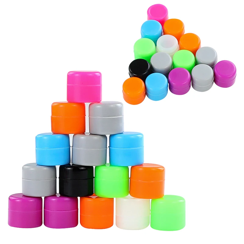 Mini Silicone Wax Containers for Oil Slick Jar, Concentrate Tank, Assorted Colors, Multi Use, 1ml, 10Pcs