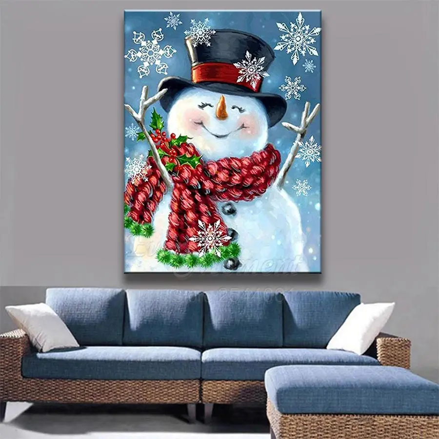 Ever Moment Diamond Painting Snowman Christmas Day Full Square Resin Drill Home Household Decoration Handicraft Wall Art ASF2181