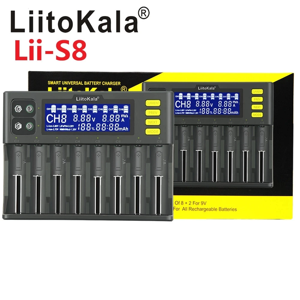 LiitoKala Lii-PD4 Lii-S8 Lii-500 Lii-600 battery Charger for 18650 26650 21700 AA AAA 3.7V/3.2V/1.2V/ lithium NiMH battery