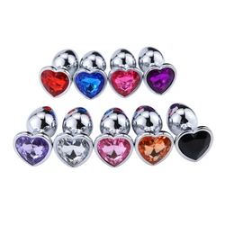 Heart shaped metal anal plug Sex Toys Stainless Smooth Steel Butt Plug Tail Crystal Jewelry Trainer For Women Man Anal Dildo