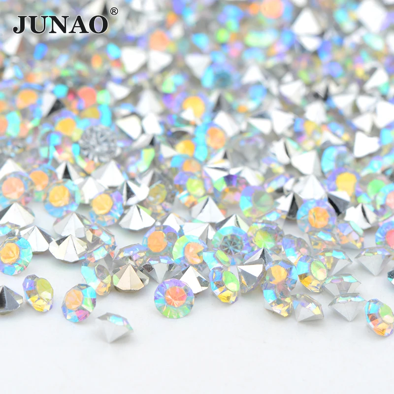 Imagem -04 - Junao-nail Art Rhinestones Pointback Base de Ouro Mix Cor Resina Pedras Não Hotfix Strass Decoração Faça Você Mesmo Ss12 mm 500g Atacado