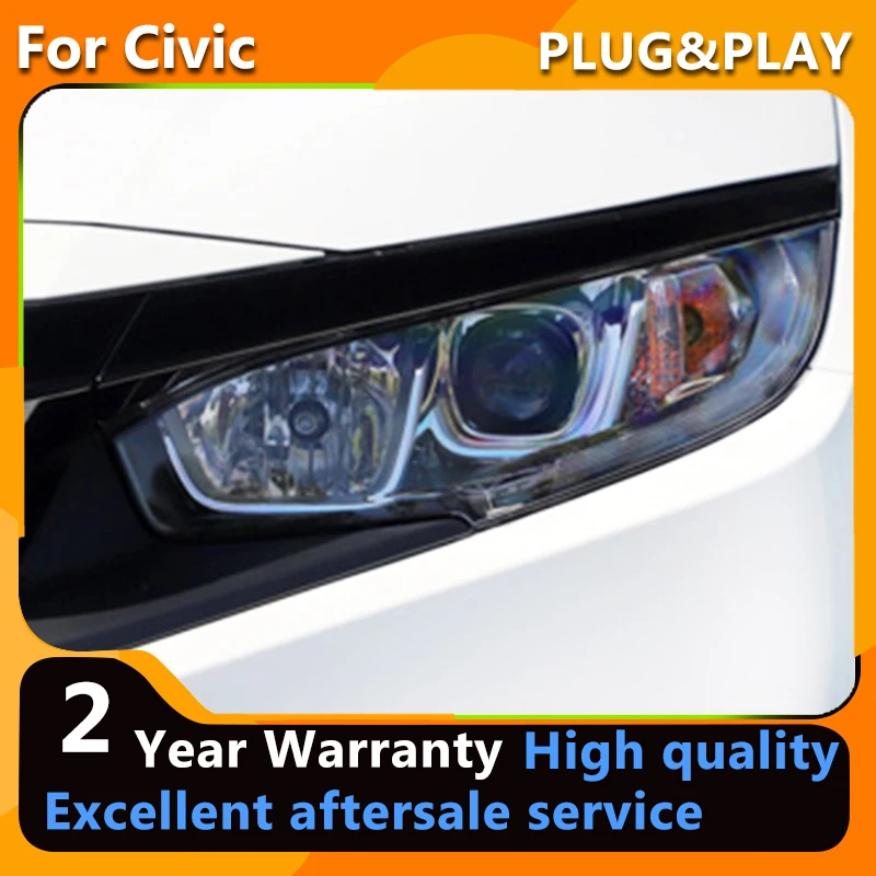 

YCYON For Honda Civic Headlights 2016-2019 Civic X LED Head light DRL Hid Head Limp Angel Eye Bi xenon Auto Accessories