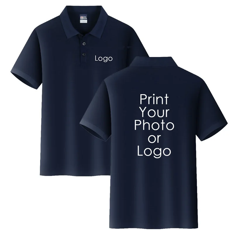 Summer New Men Polo Shirt 100% Cotton Short-sleeved Casual Solid Tops Custom Printing Your Own Design Photo or Logo Women Polos